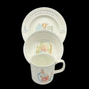 Wedgewood Peter Rabbit Beatrix Potter Children's 3pc Dish Set NWOB